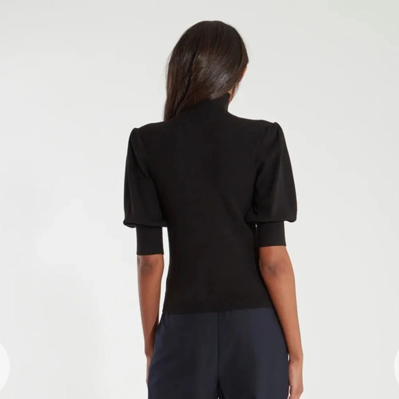 NWT BILLIE OFFICIAL LINDSEY PUFF SLEEVE BLACK TURTLENECK SWEATER - Picture 3 of 6